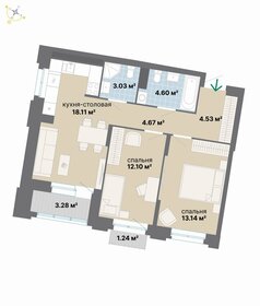 Квартира 64,7 м², 2-комнатная - изображение 1