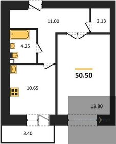 Квартира 50,5 м², 1-комнатная - изображение 1