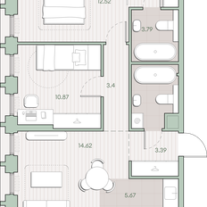 Квартира 61,3 м², 2-комнатная - изображение 2