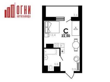 Квартира 22,5 м², студия - изображение 1