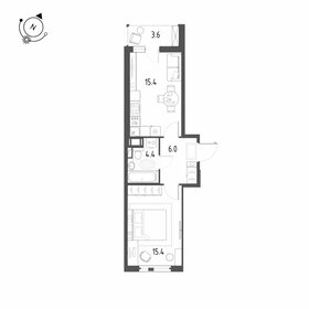 Квартира 43 м², 1-комнатная - изображение 1