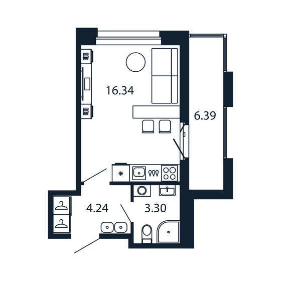 26,7 м², квартира-студия 5 831 280 ₽ - изображение 49