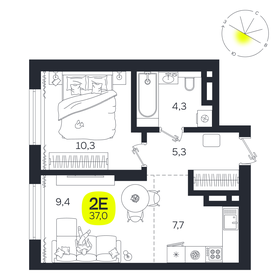Квартира 37 м², 2-комнатная - изображение 1