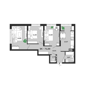 Квартира 71 м², 3-комнатная - изображение 1