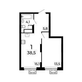 Квартира 38,5 м², 1-комнатная - изображение 1