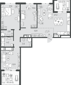 Квартира 103,1 м², 3-комнатная - изображение 1