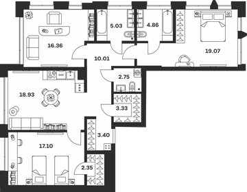 Квартира 103,2 м², 3-комнатная - изображение 1