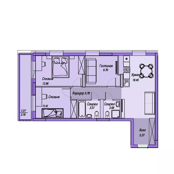 74,8 м², 2-комнатная квартира 21 500 000 ₽ - изображение 108