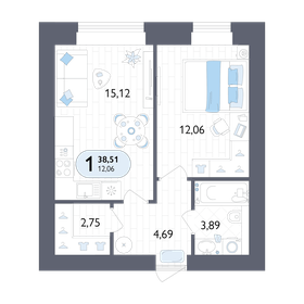 Квартира 38,5 м², 1-комнатная - изображение 1