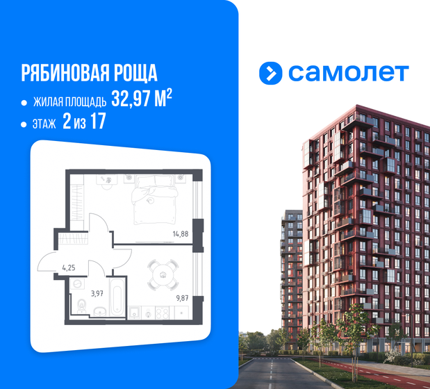 58,1 м², 3-комнатная квартира 5 600 000 ₽ - изображение 63