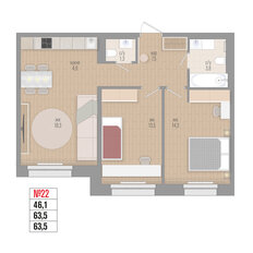 Квартира 63,5 м², 3-комнатная - изображение 2