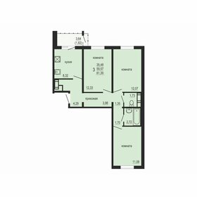 Квартира 61,4 м², 3-комнатная - изображение 1