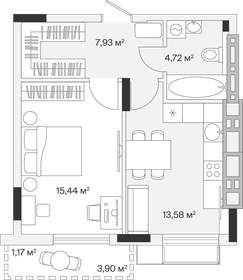 Квартира 42,7 м², 1-комнатная - изображение 1