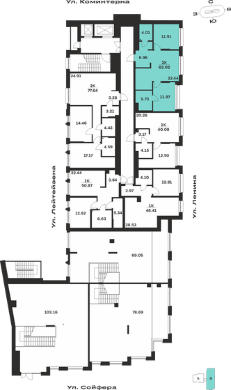 64,9 м², 2-комнатная квартира 13 553 650 ₽ - изображение 43
