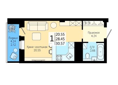 Квартира 31 м², студия - изображение 1