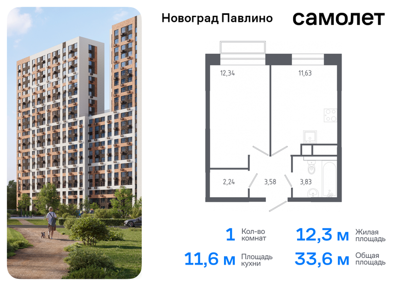 33,6 м², 1-комнатная квартира 6 243 730 ₽ - изображение 70