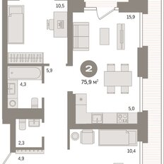 Квартира 75,9 м², 2-комнатная - изображение 3