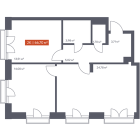 Квартира 66,7 м², 2-комнатная - изображение 1