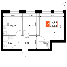 Квартира 51,5 м², 2-комнатная - изображение 2