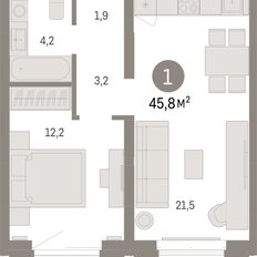 Квартира 45,8 м², 1-комнатная - изображение 3