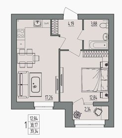 Квартира 39,3 м², 1-комнатная - изображение 1