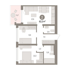 Квартира 62,5 м², 2-комнатная - изображение 2