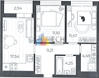 Квартира 56,8 м², 2-комнатная - изображение 2