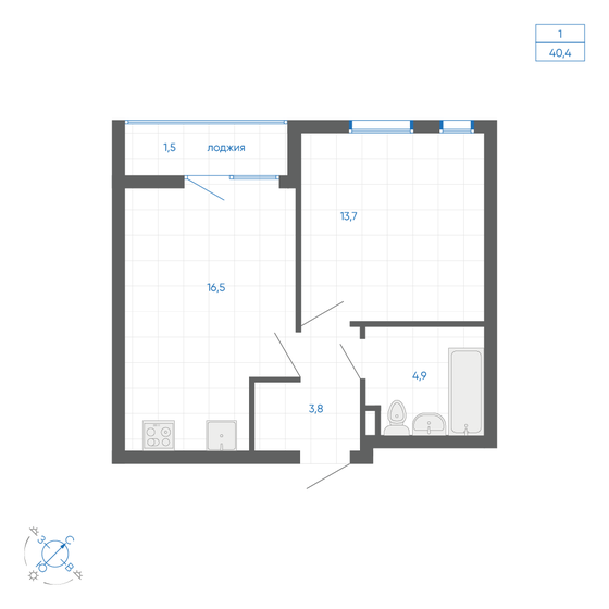 40,2 м², 1-комнатная квартира 6 469 000 ₽ - изображение 17