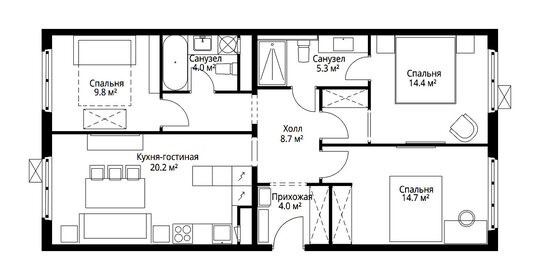 Квартира 81,1 м², 3-комнатная - изображение 2