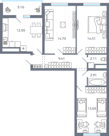 Квартира 72,9 м², 3-комнатная - изображение 1