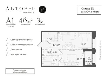 Квартира 48,8 м², 1-комнатная - изображение 1