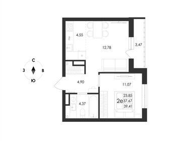 Квартира 39,4 м², 2-комнатная - изображение 1