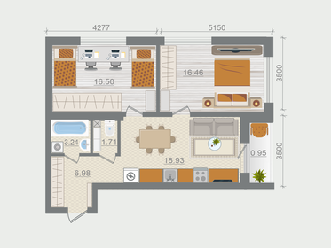 Квартира 64,8 м², 2-комнатная - изображение 1