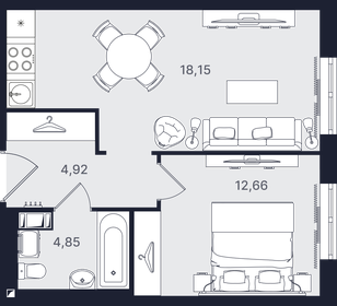 Квартира 40,6 м², 2-комнатные - изображение 1