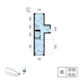 Квартира 45,3 м², 2-комнатная - изображение 1