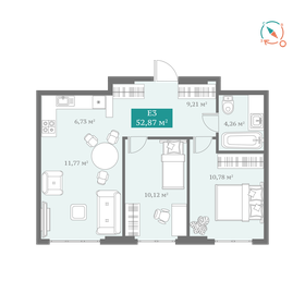 Квартира 52,9 м², 3-комнатная - изображение 1