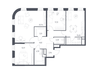 Квартира 92,8 м², 3-комнатная - изображение 1