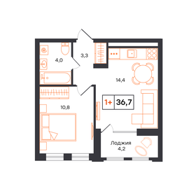 Квартира 36,7 м², 1-комнатная - изображение 1