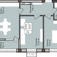 Квартира 59,2 м², 2-комнатная - изображение 2