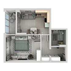Квартира 45,5 м², 1-комнатная - изображение 3