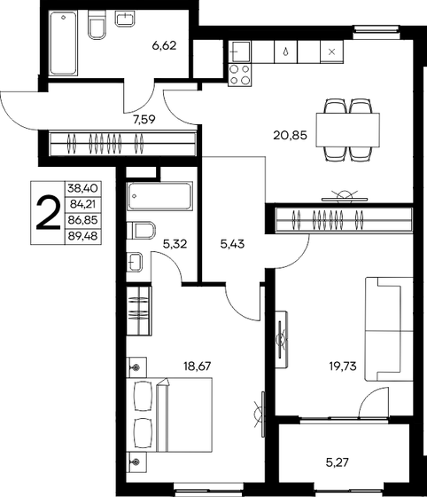 68,4 м², 3-комнатная квартира 11 990 000 ₽ - изображение 43