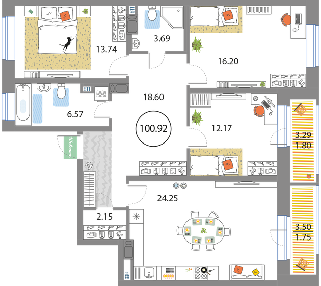 154 м², 3-комнатная квартира 38 500 000 ₽ - изображение 119