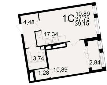 Квартира 39,2 м², 1-комнатная - изображение 1