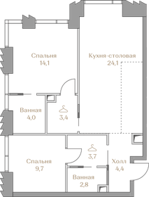 Квартира 66,2 м², 2-комнатная - изображение 1