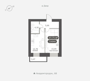 Квартира 37,7 м², 1-комнатная - изображение 1