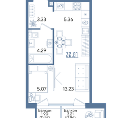 Квартира 32,8 м², студия - изображение 2