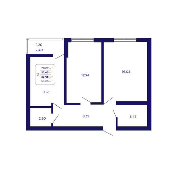 53,1 м², 2-комнатная квартира 6 632 500 ₽ - изображение 9