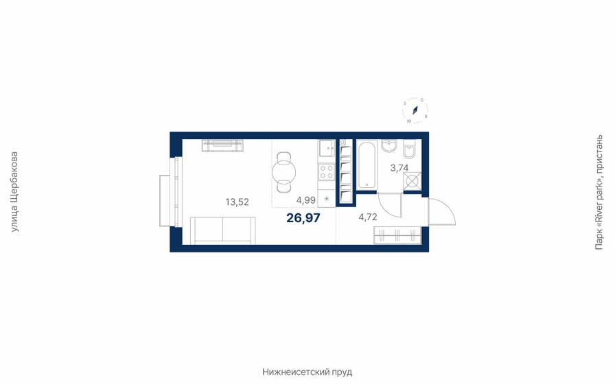 27,5 м², квартира-студия 4 520 000 ₽ - изображение 24
