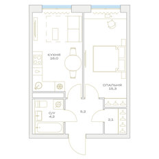 Квартира 42,8 м², 1-комнатная - изображение 2