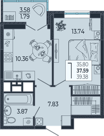 Квартира 37,7 м², 1-комнатная - изображение 1
